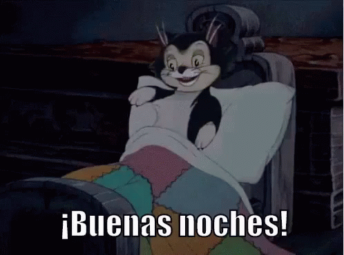 A Cartoon Cat Is Laying In A Bed With The Words Buenas Noches Below It GIF