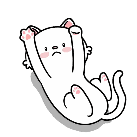 a cartoon cat is laying on its back with its paws up