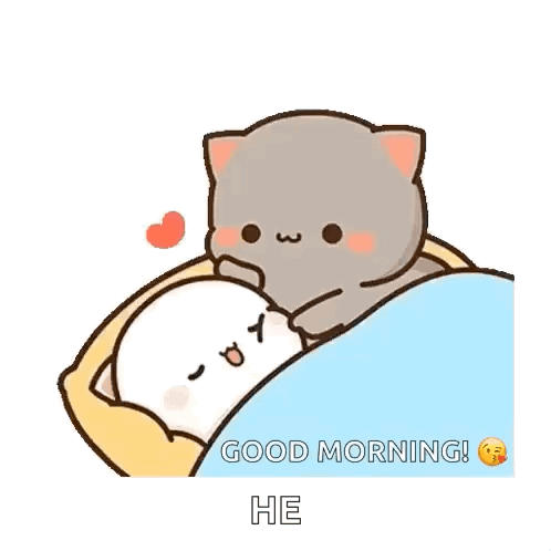 A Cartoon Cat Is Laying On Top Of A White Cat In A Bed . GIF