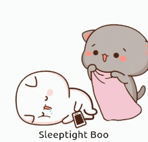 A Cartoon Cat Is Laying On Top Of A White Circle With The Words Sleeptight Boo Below It GIF