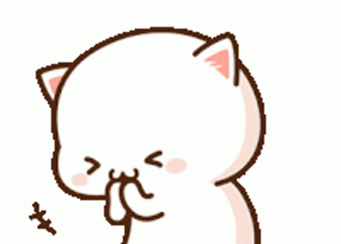 A Cartoon Cat Is Licking Its Nose With A Toothpick GIF