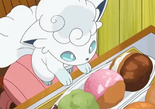 Cartoon Cat Looking At Donuts GIF