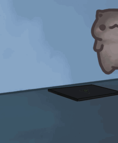 A Cartoon Cat Is Looking Over A Razer Laptop Screen GIF