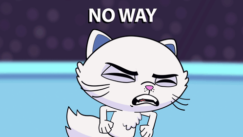 A Cartoon Cat Is Making A Face With The Words No Way Behind It GIF