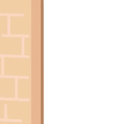 A Cartoon Cat Is Peeking Out From Behind A Wall With Hearts Around It GIF