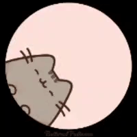 A Cartoon Cat Is Peeking Out Of A Circle On A White Background . GIF