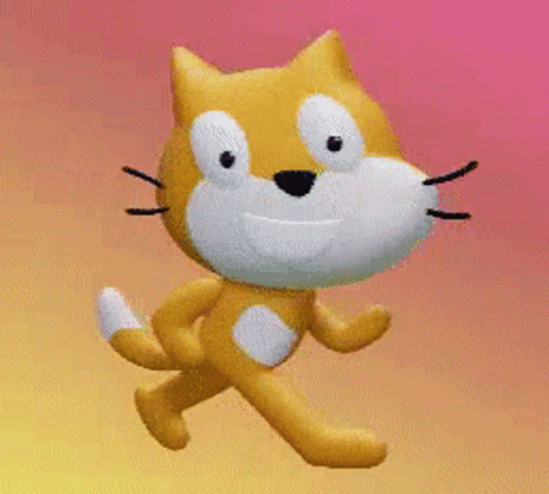 A Cartoon Cat Is Running In Front Of A Pink Background GIF