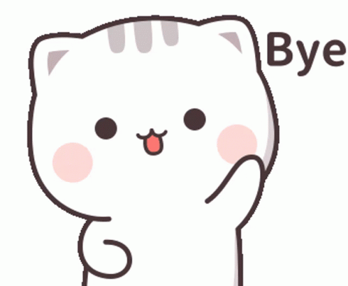 A Cartoon Cat Is Saying " Bye " With Its Tongue Out GIF