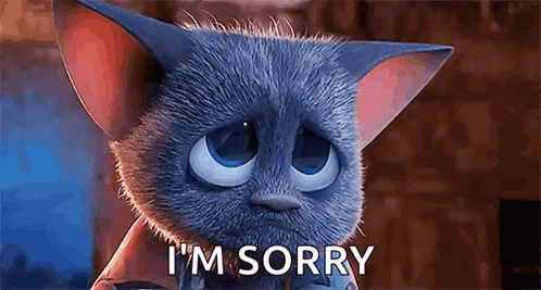 A Cartoon Cat Is Saying `` I 'M Sorry '' With A Sad Look On Its Face . GIF