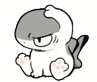 A Cartoon Cat Is Scratching Its Head While Sitting Down On A White Background . GIF