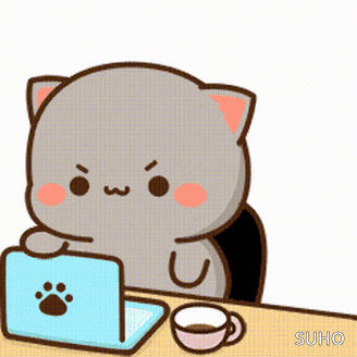 Cartoon Cat Using Laptop At Desk GIF