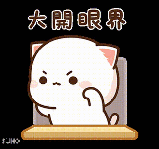 a cartoon cat is sitting at a desk with chinese writing behind it