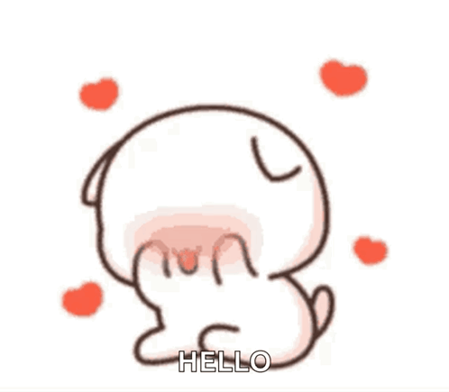 A Cartoon Cat Is Sitting Down With Hearts Around It And Saying Hello . GIF