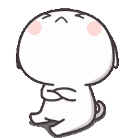 a cartoon cat is sitting down with its arms crossed .