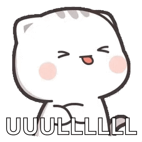A Cartoon Cat Is Sitting Down With Its Eyes Closed And The Word Uul Written On It . GIF