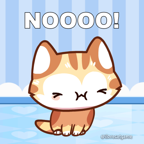 A Cartoon Cat Is Sitting In A Bathtub With The Words " Noooo " Written Above It GIF
