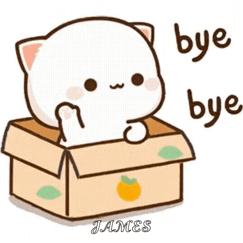 A Cartoon Cat Is Sitting In A Cardboard Box . GIF