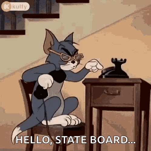 A Cartoon Cat Is Sitting In A Chair Talking On A Phone . GIF