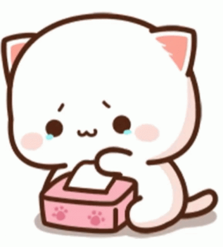 A Cartoon Cat Is Sitting Next To A Box Of Tissues . GIF