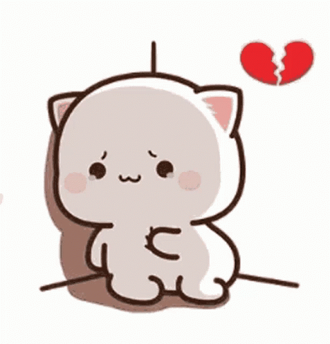 A Cartoon Cat Is Sitting Next To A Broken Heart On A Wall . GIF