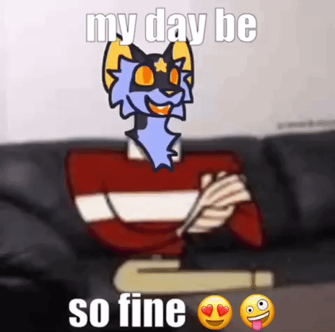 A Cartoon Cat Is Sitting On A Couch Holding A Pen And A Book And Says `` My Day Be So Fine '' . GIF