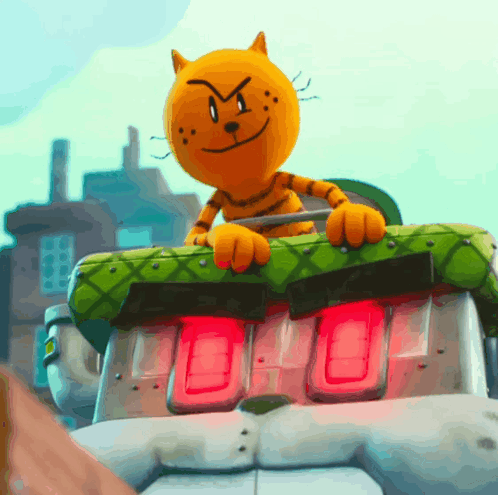 A Cartoon Cat Is Sitting On Top Of A Digital Clock That Says 0:00 GIF
