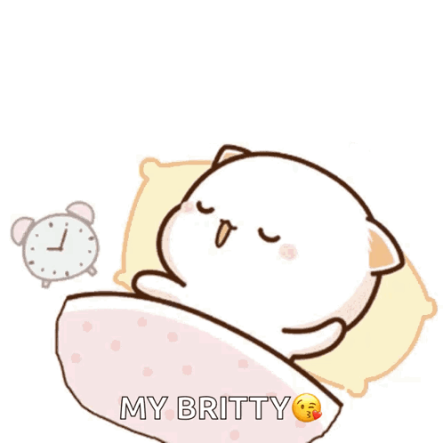 A Cartoon Cat Is Sleeping In A Bed With An Alarm Clock Behind It GIF