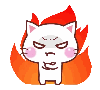 a cartoon cat is standing in front of a fire and making a funny face