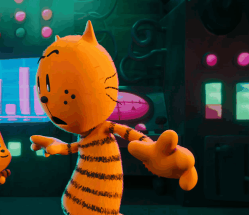 A Cartoon Cat Is Standing In Front Of A Screen That Says J.l.l. GIF