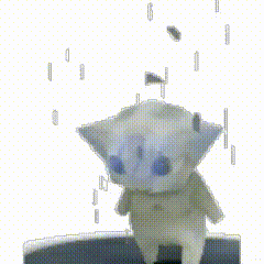 A Cartoon Cat Is Standing In The Rain GIF