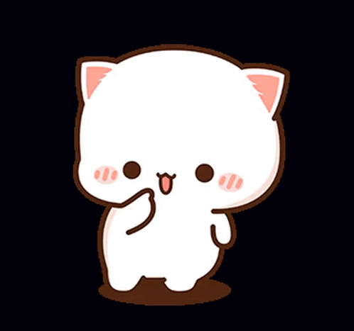 A Cartoon Cat Is Standing On A Black Background And Giving A Peace Sign . GIF