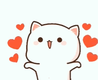 A Cartoon Cat Is Surrounded By Red Hearts And Looking At The Camera . GIF