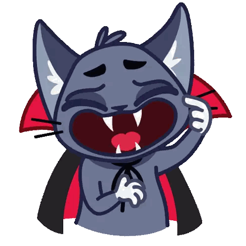 a cartoon cat is wearing a vampire cape