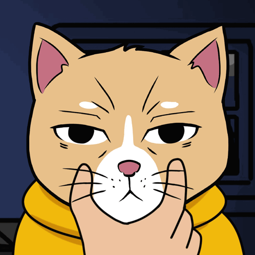 A Cartoon Cat Is Wearing A Yellow Hoodie And Making A Funny Face GIF