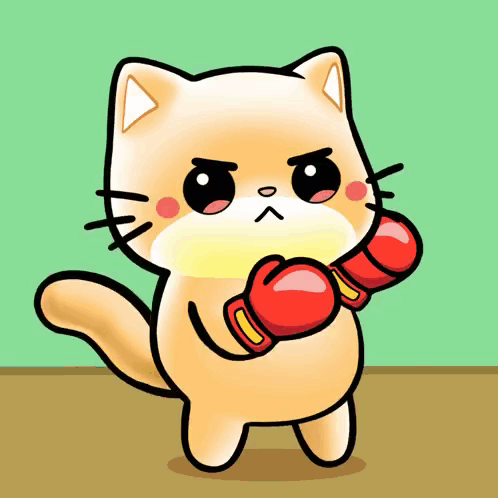 A Cartoon Cat Is Wearing Red Boxing Gloves And Has An Angry Look On His Face GIF