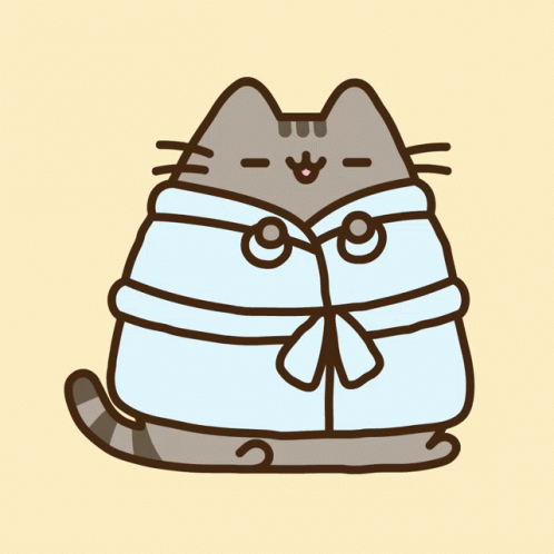 Cartoon Cat Wrapped In Bathrobe Smiling GIF