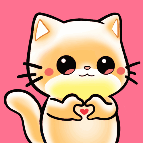 A Cartoon Cat Making A Heart With Its Hands GIF