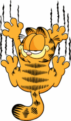 A Cartoon Cat Named Garfield Is Scratching A Wall GIF