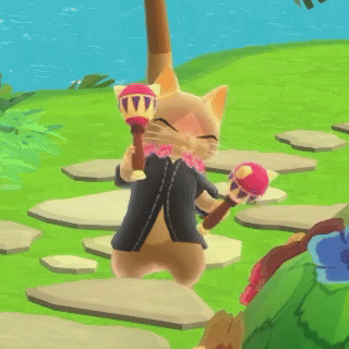 A Cartoon Cat Playing A Musical Instrument In A Game GIF