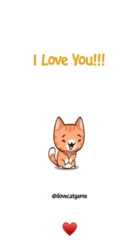 A Cartoon Cat Says I Love You With A Red Heart Behind It GIF