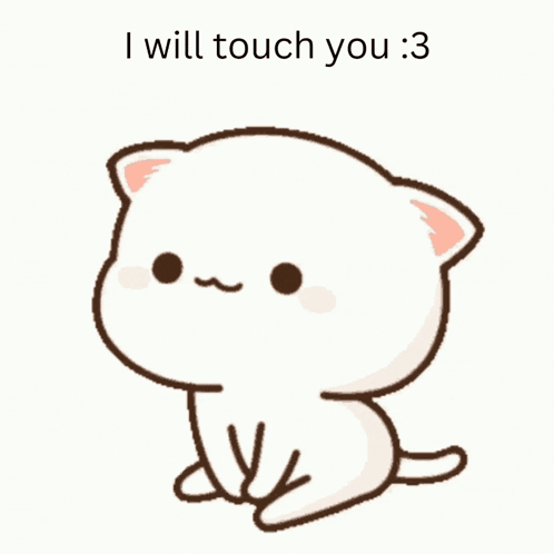 A Cartoon Cat Says I Will Touch You GIF