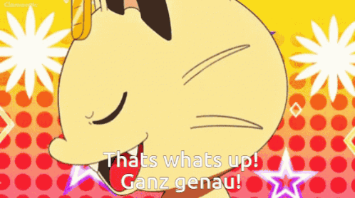 A Cartoon Cat Says That 'S Whats Up Ganz Genau GIF
