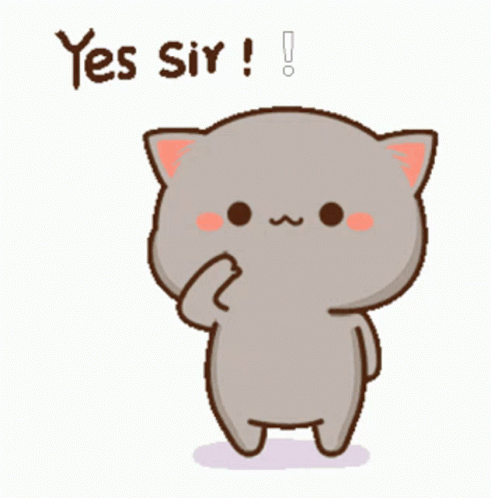 A Cartoon Cat Says Yes Sir While Standing On Its Hind Legs GIF