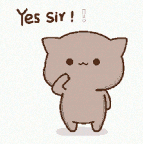 A Cartoon Cat Says Yes Sir While Standing On One Leg GIF