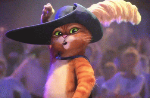 A Cartoon Cat Wearing A Cowboy Hat And Boots GIF