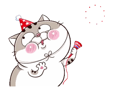 a cartoon cat wearing a party hat and holding a microphone
