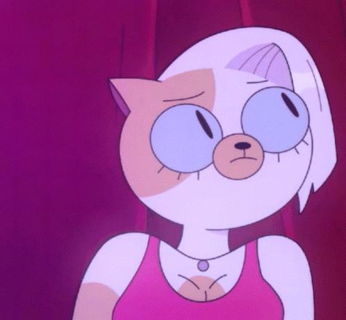 Cartoon Cat In Pink Tank Top And Necklace GIF
