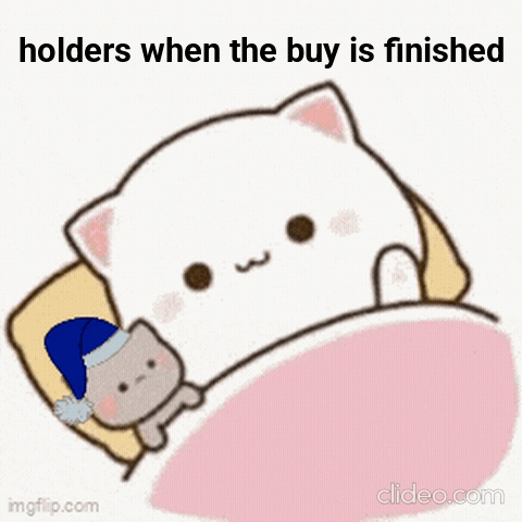 A Cartoon Cat Wearing A Santa Hat Is Laying In A Bed With The Words Holders When The Buy Is Finished Below It . GIF