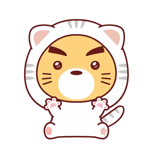 a cartoon cat wearing a white cat costume with paw prints around it