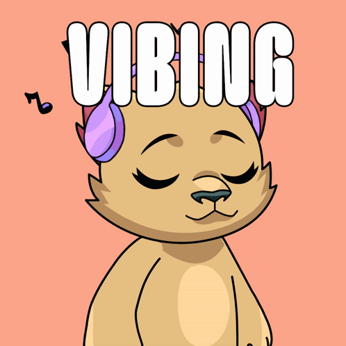 A Cartoon Cat Wearing Headphones And The Word Vibing Above It GIF